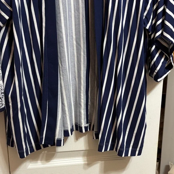 Soma Navy and White Floral and striped lounge set - Picture 7 of 16